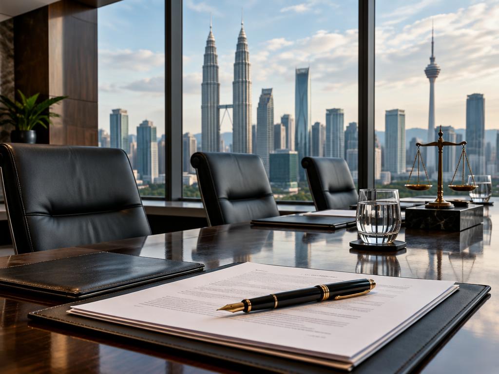 Legal documents in a conference room