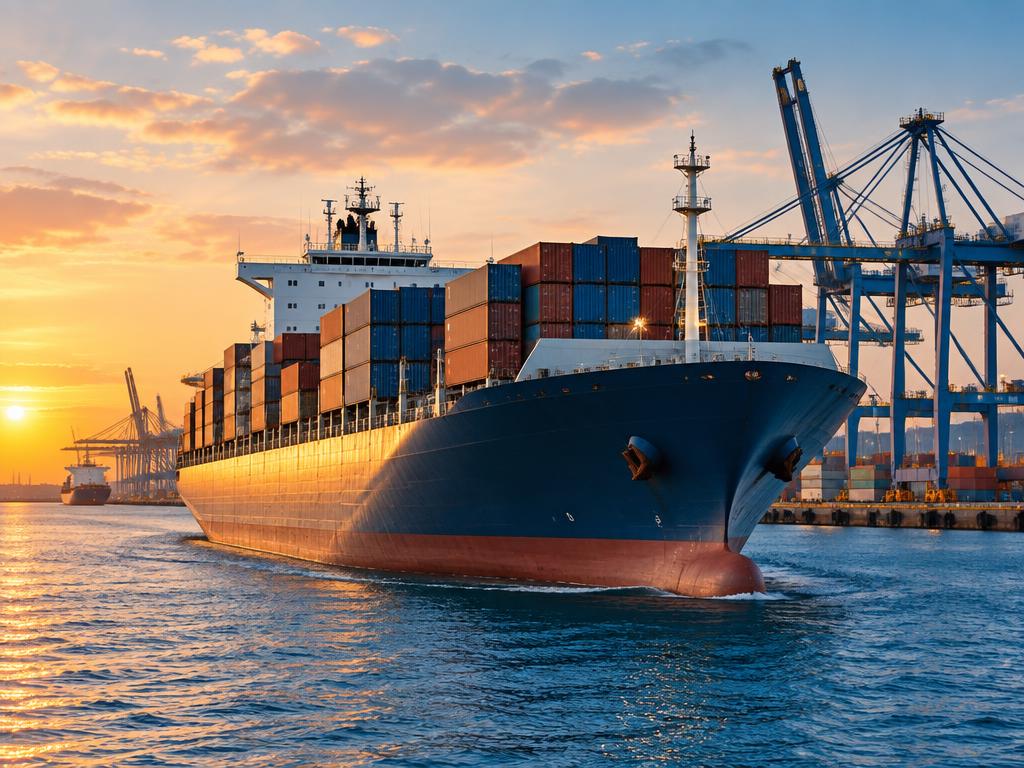Container ship at port